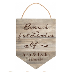 Personalized Light Faux Wood Hanging Sign
