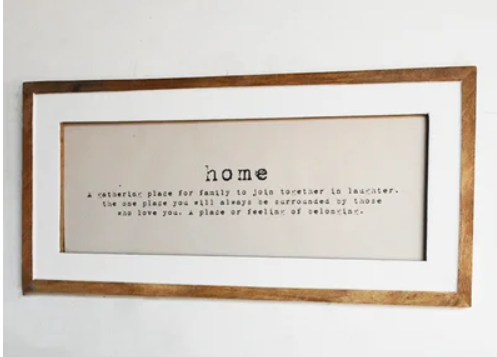 WOOD FRAME HOME SIGN