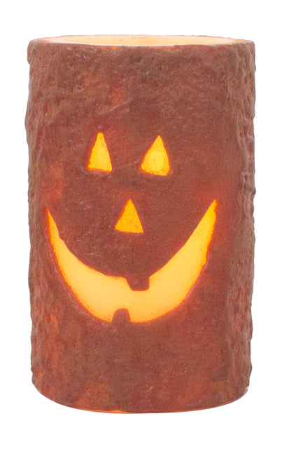 Small Jack O'Lantern LED Pillar - 3 x 4 in
