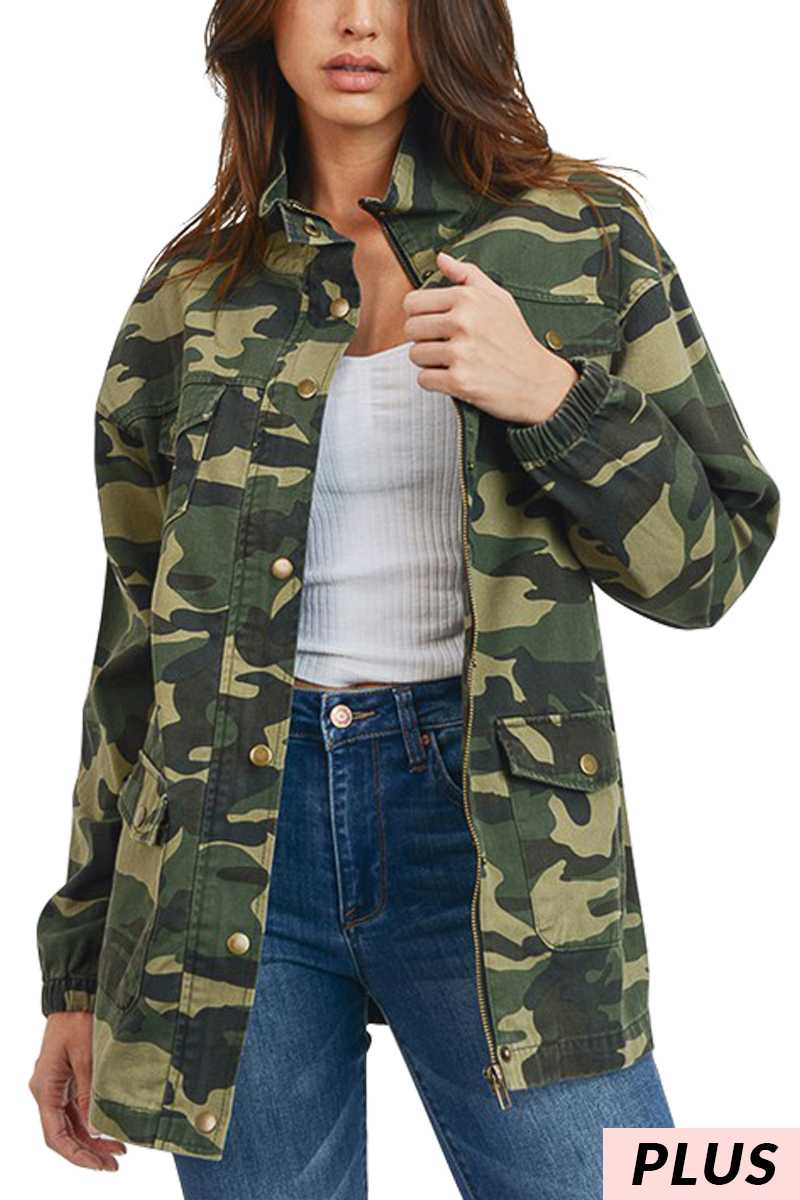 Sadie Camo Print Longline Utility Jacket