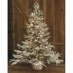 Snowy LIt Pine Tree, 36"