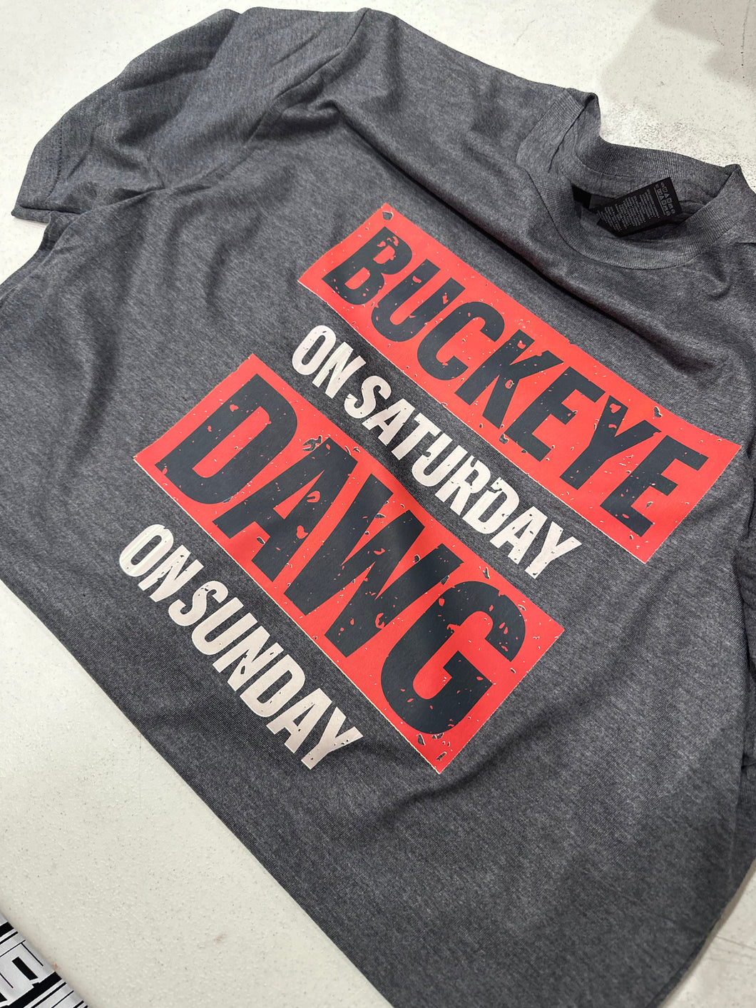 Buckeye Saturday Dawg Sunday Crew Neck T-Shirt