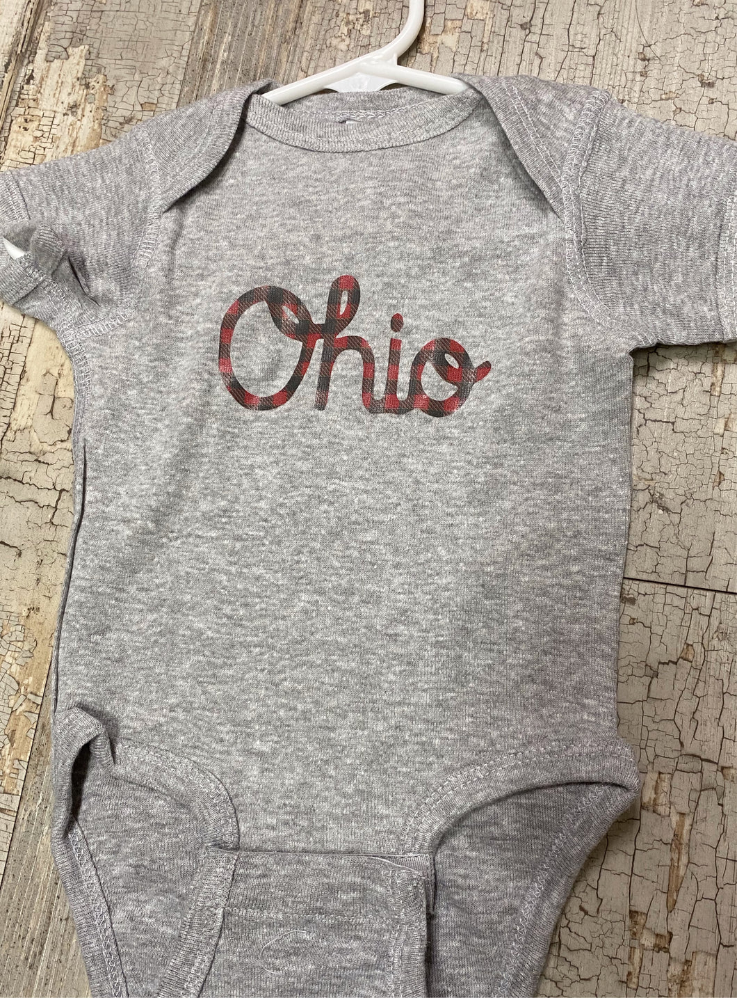 Buffalo Plaid Ohio Onesie