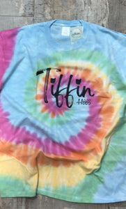 Tie Dye Tiffin Script Crew Neck T-Shirt