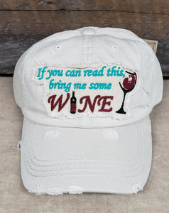 Vintage Hat Bring Me Some Wine Cream - Simply Susan’s
