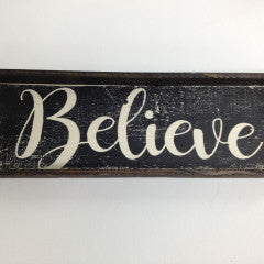 4x12 Believe Black Handmade Framed Sign - Simply Susan’s