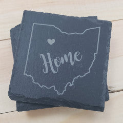 Ohio Heart Square Slate Coasters - Simply Susan’s