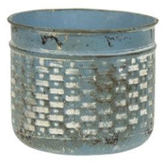 Vintage Blue Metal Basketweave Pot - Simply Susan’s