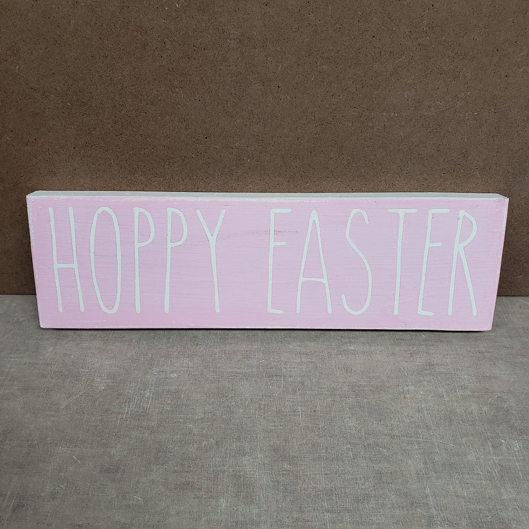 4x12 Hoppy Easter Handmade Sign Pink - Simply Susan’s